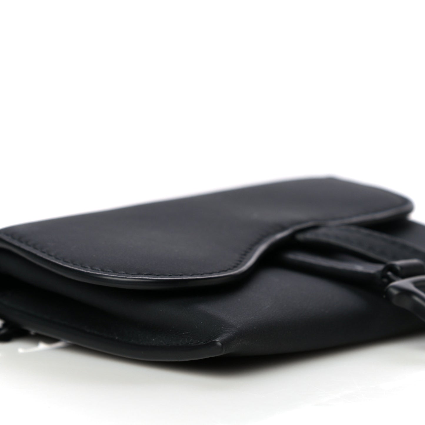 Ultra Matte Calfskin Nano Saddle Chain Pouch Black
