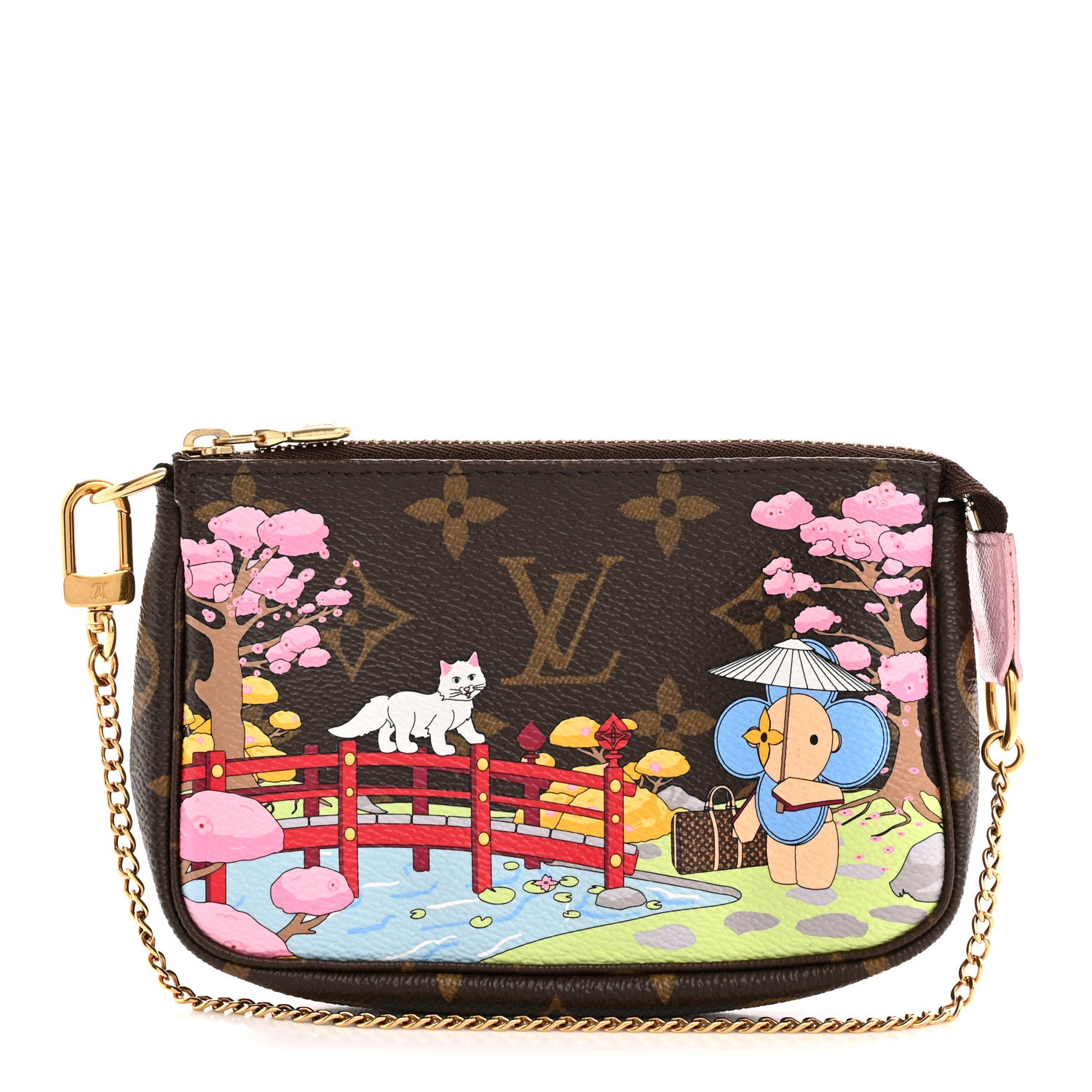 Louis Vuitton Monogram 2021 Christmas Animation Japanese Garden Mini Pochette Accessories Wisteria Pink 1 of 9