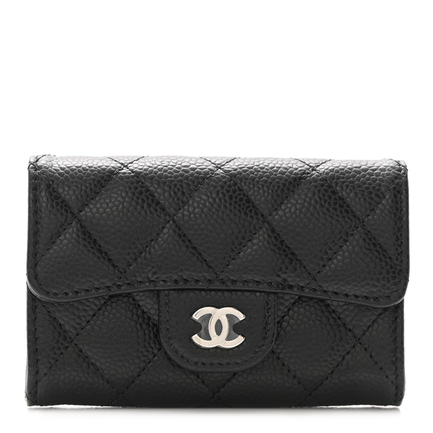 Chanel Caviar Quilted Flap Card Holder Wallet Black 1 of 9