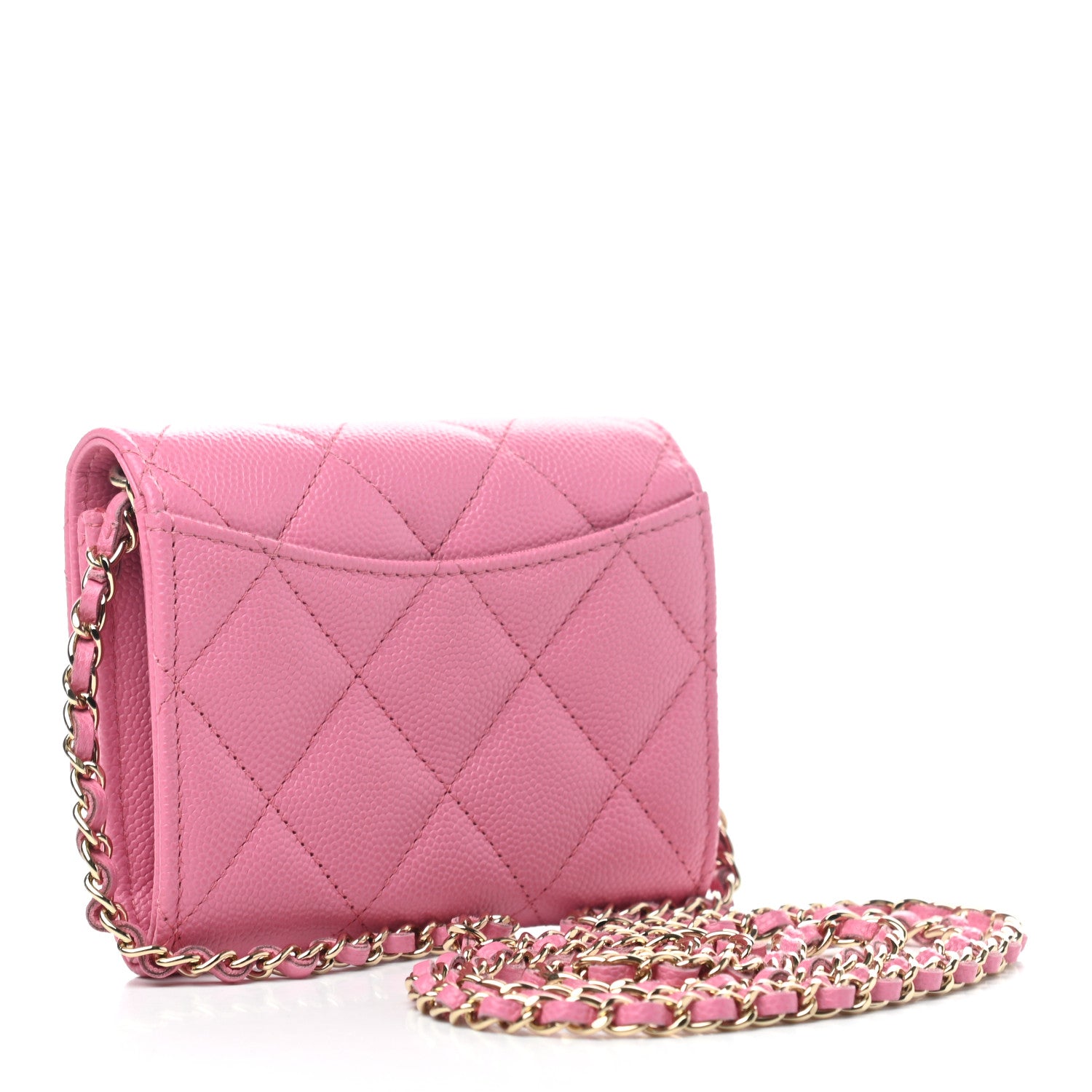 Chanel Caviar Quilted Flap Card Holder On Chain Pink 4 of 7