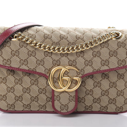 Gucci Monogram Azalea Calfskin Matelasse Diagonal Small GG Marmont Shoulder Bag Beige Ebony New Cherry Red 8 of 11