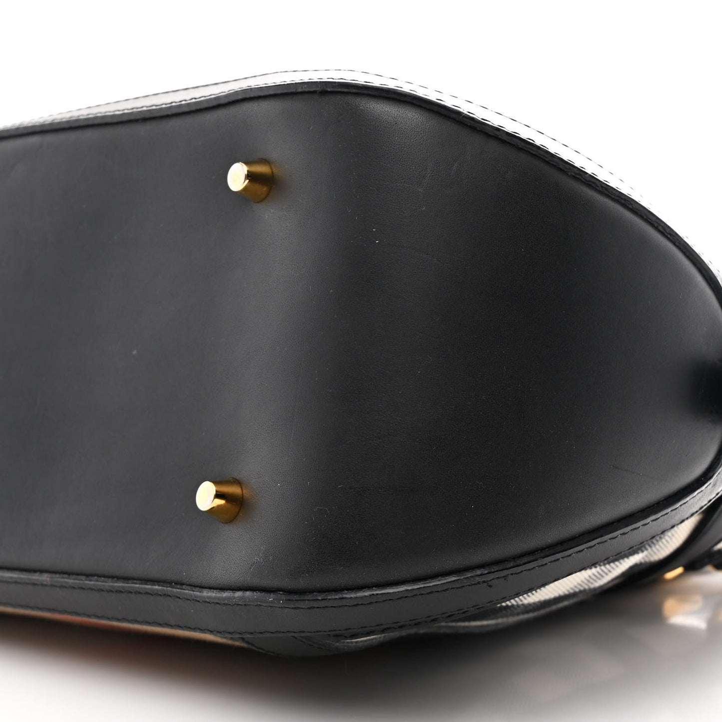 Bridle Calfskin House Check Small Orchard Bowling Bag Black