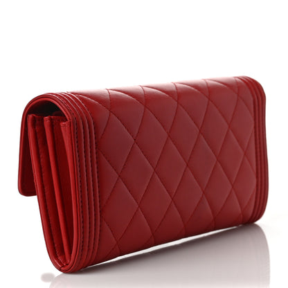 Chanel Lambskin Quilted Boy Flap Wallet Red 3 of 9