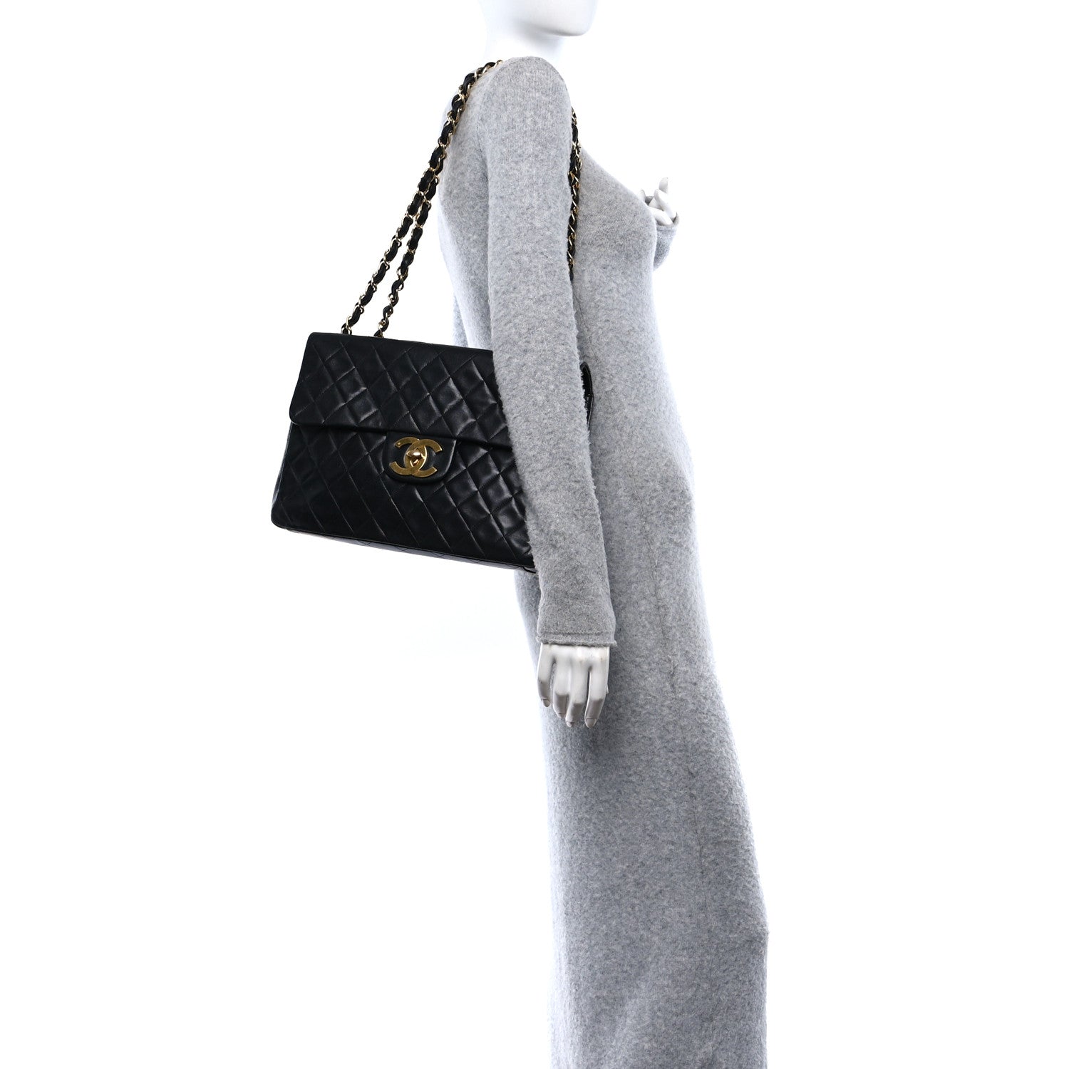 Chanel Lambskin Quilted XL Jumbo Single Flap Black 2 of 16