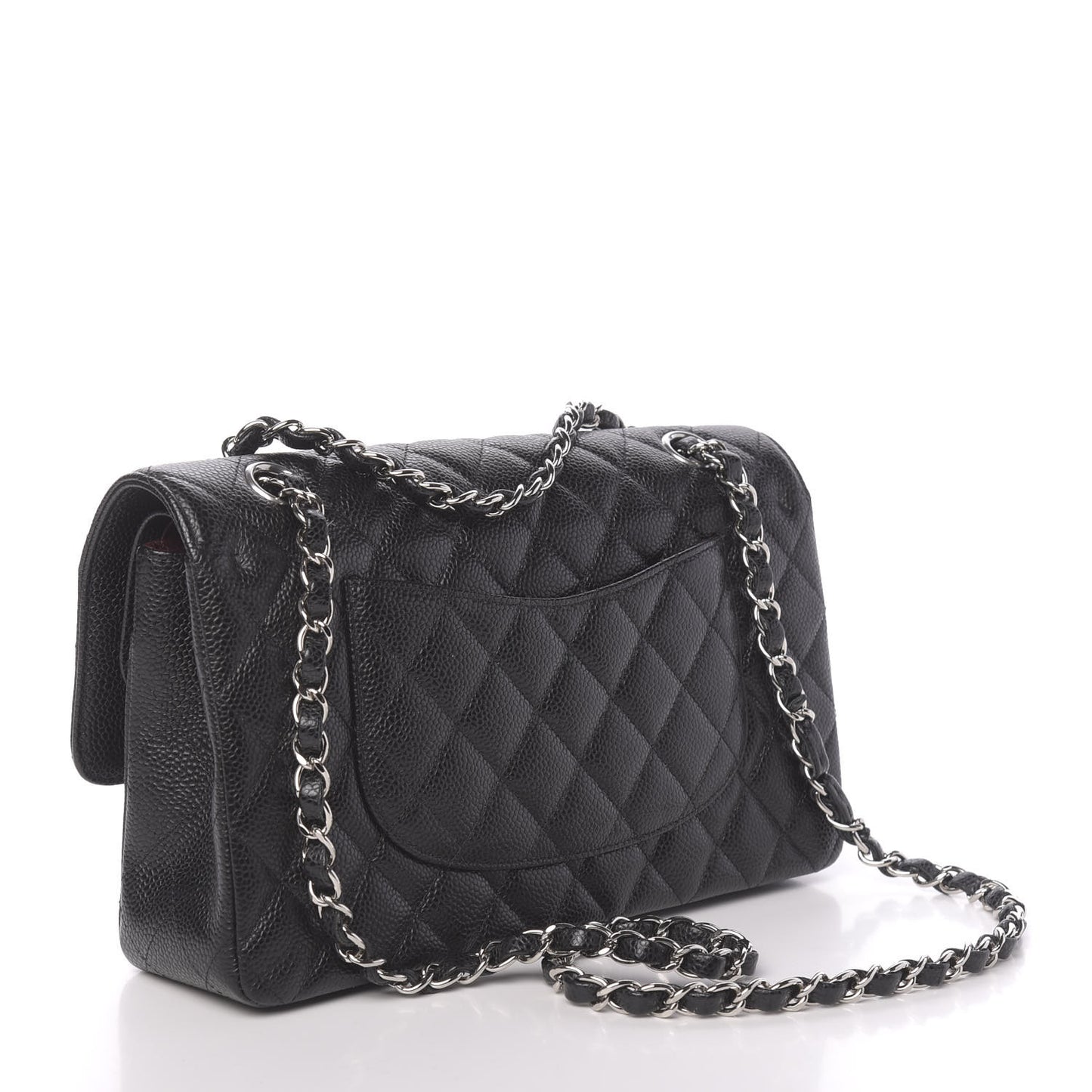 Caviar Quilted Medium Double Flap Black