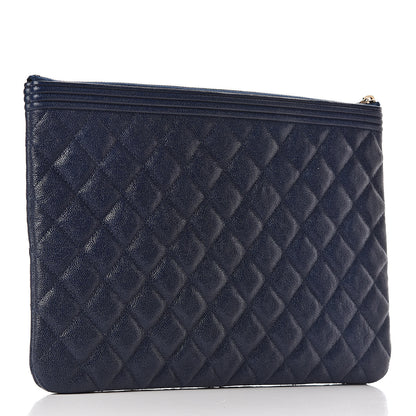 Chanel Caviar Quilted Medium Boy Cosmetic Case Navy 3 of 9