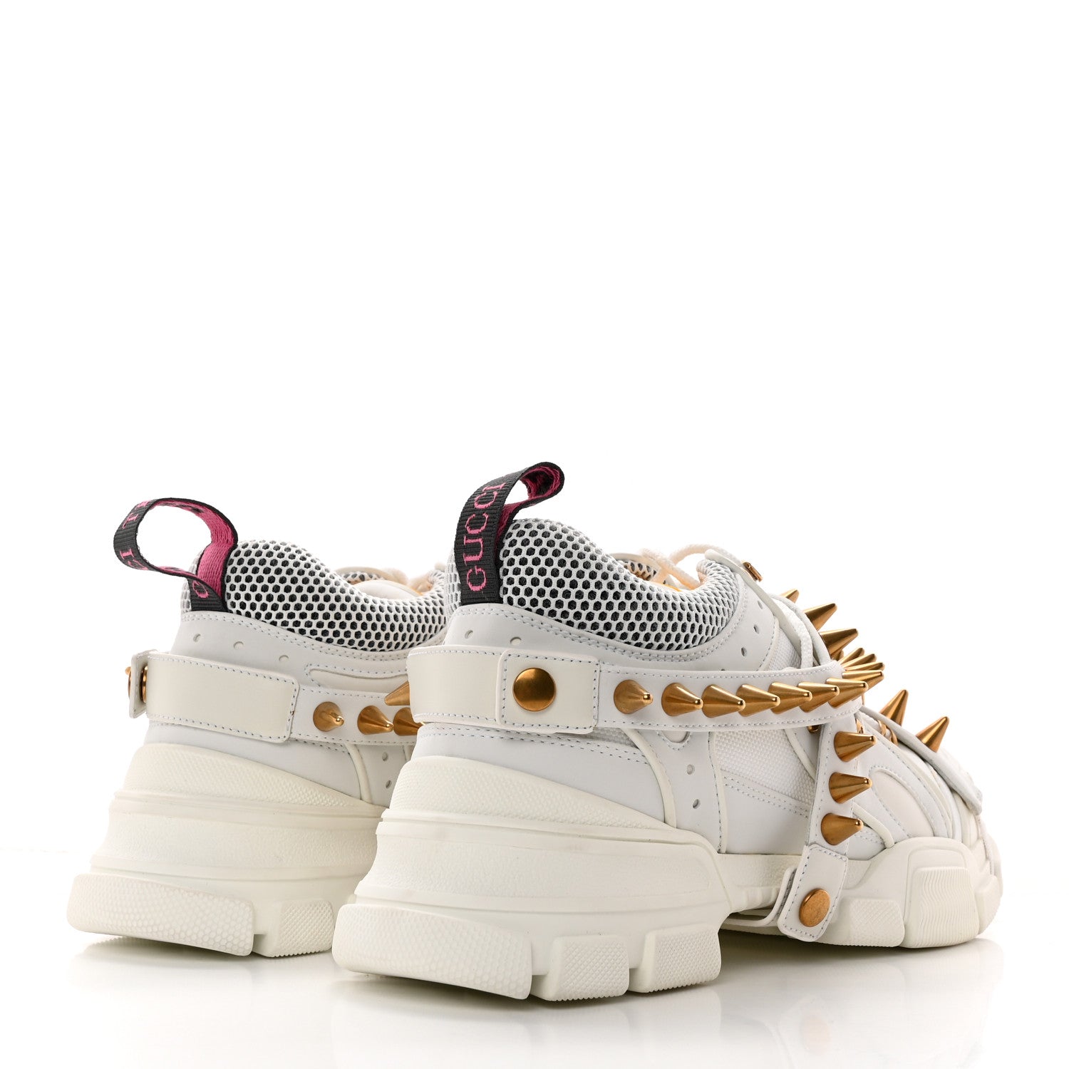 Gucci X SEGA Technical Canvas Calfskin Removable Studs Mens Flashtrek Sneakers 8.5 Great White 4 of 10