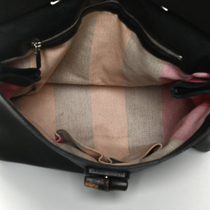 Gucci Pebbled Calfskin Large Bamboo Daily Top Handle Bag Black 5 of 12