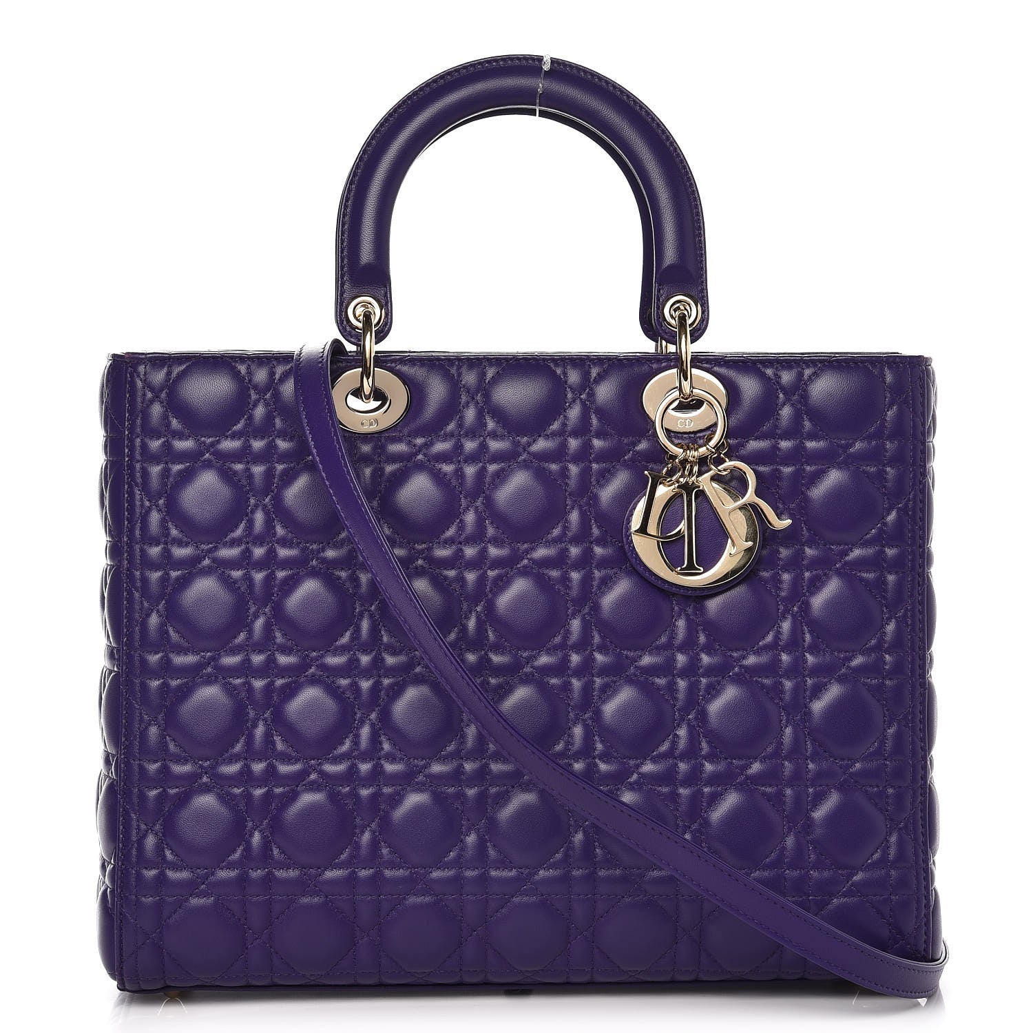 Christian Dior Lambskin Cannage Large Lady Dior Purple 1 of 13
