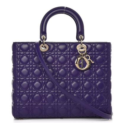 Christian Dior Lambskin Cannage Large Lady Dior Purple 1 of 13