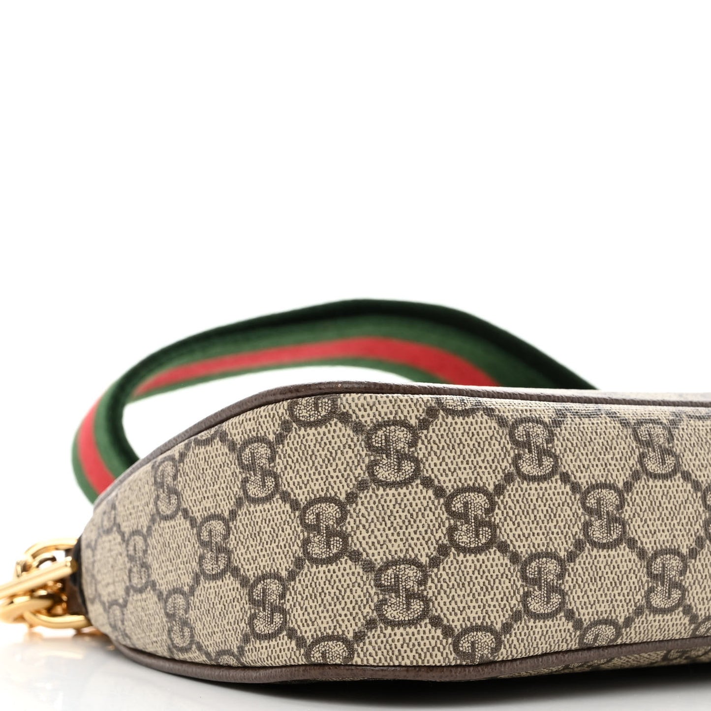 GG Supreme Monogram Textured Dollar Calfskin Web Small Ophidia GG Handbag Beige Ebony New Acero