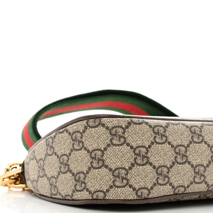 Gucci GG Supreme Monogram Textured Dollar Calfskin Web Small Ophidia GG Handbag Beige Ebony New Acero 8 of 9