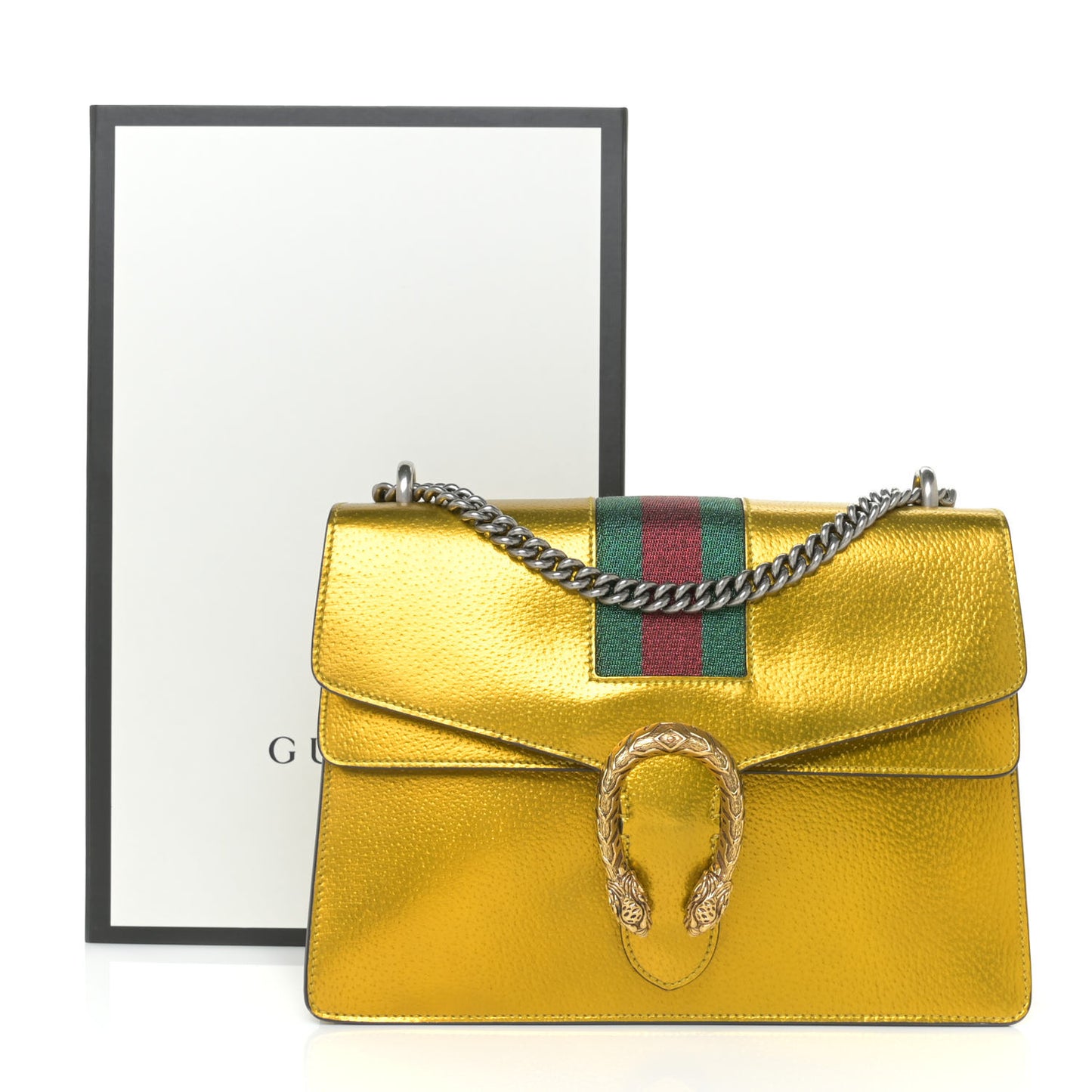 Metallic Calfskin Medium Dionysus Shoulder Bag Yellow