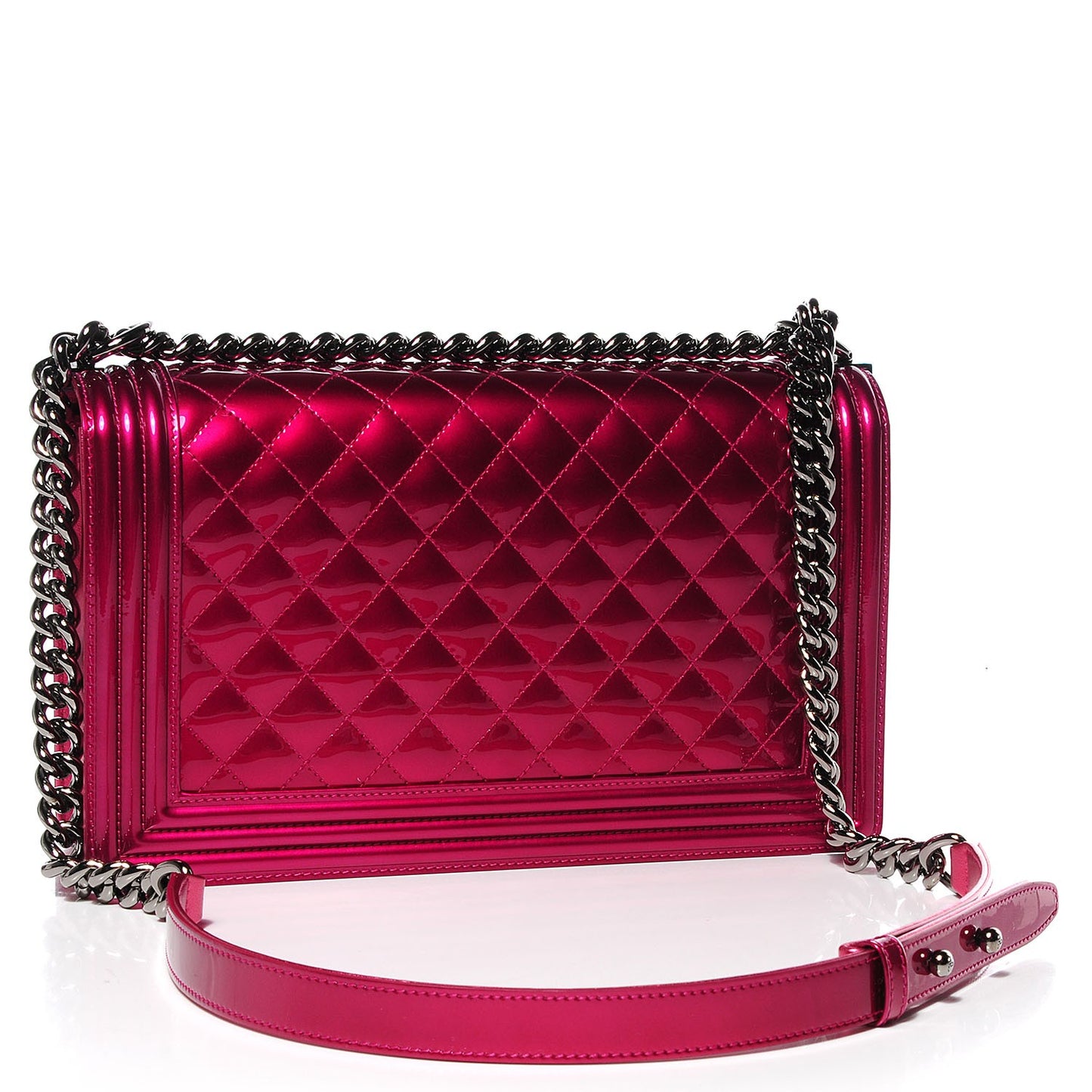 Metallic Patent Calfskin New Medium Boy Flap Pink