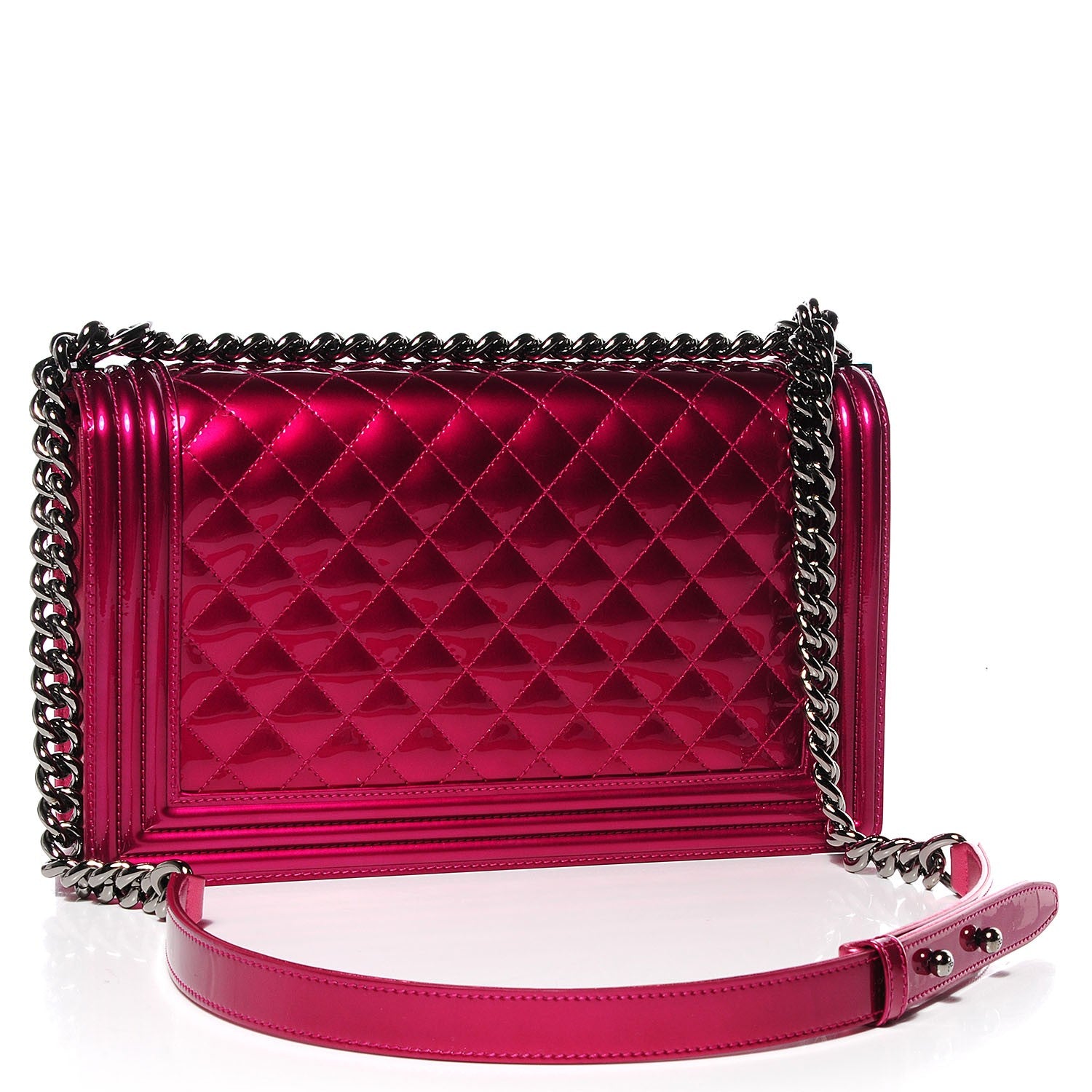 Chanel Metallic Patent Calfskin New Medium Boy Flap Pink 3 of 8