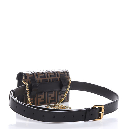 Fendi Vitello Liberty F is Fendi Bi-Color FF 1974 Embossed Envelope Belt Bag Maya Black 4 of 11