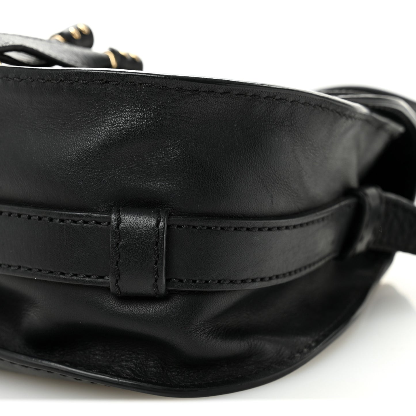 Calfskin Mini Marcie Metal Bar Trim Crossbody Bag Black