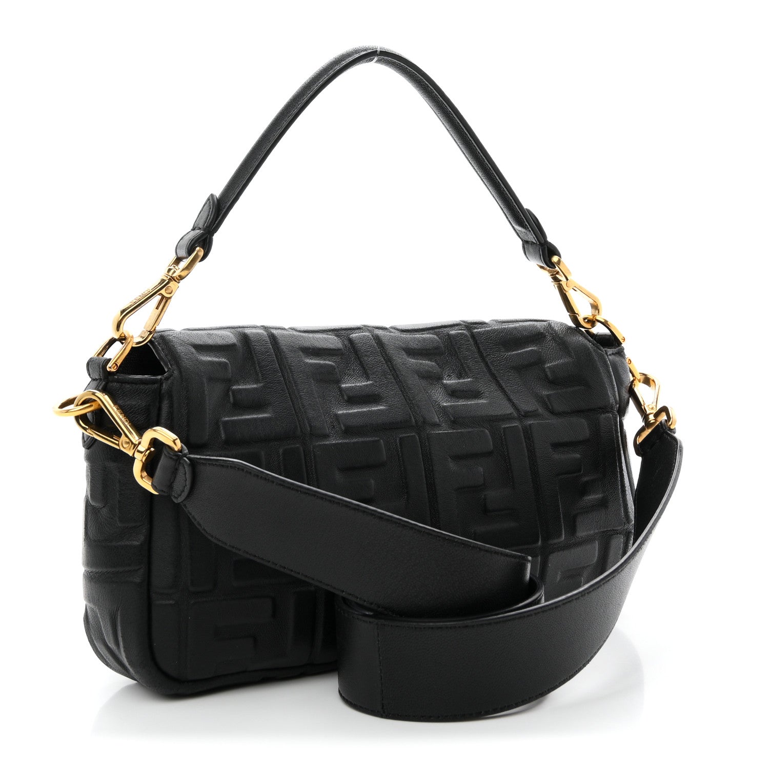 Fendi Nappa FF 1974 Embossed Baguette Black 3 of 10