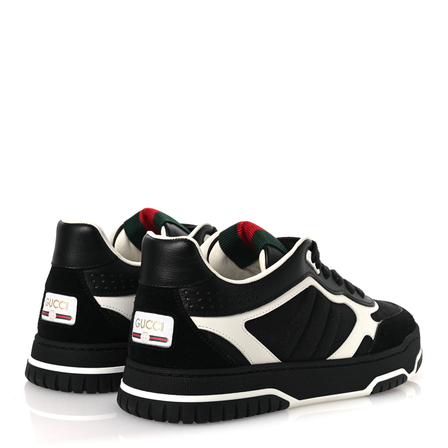 Gucci Calfskin Suede GG Monogram Re-Web Womens Sneakers 38 White Black 5 of 11