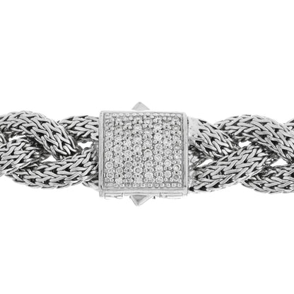 John Hardy Sterling Silver Diamond 16mm Braided Chain Necklace 4 of 5