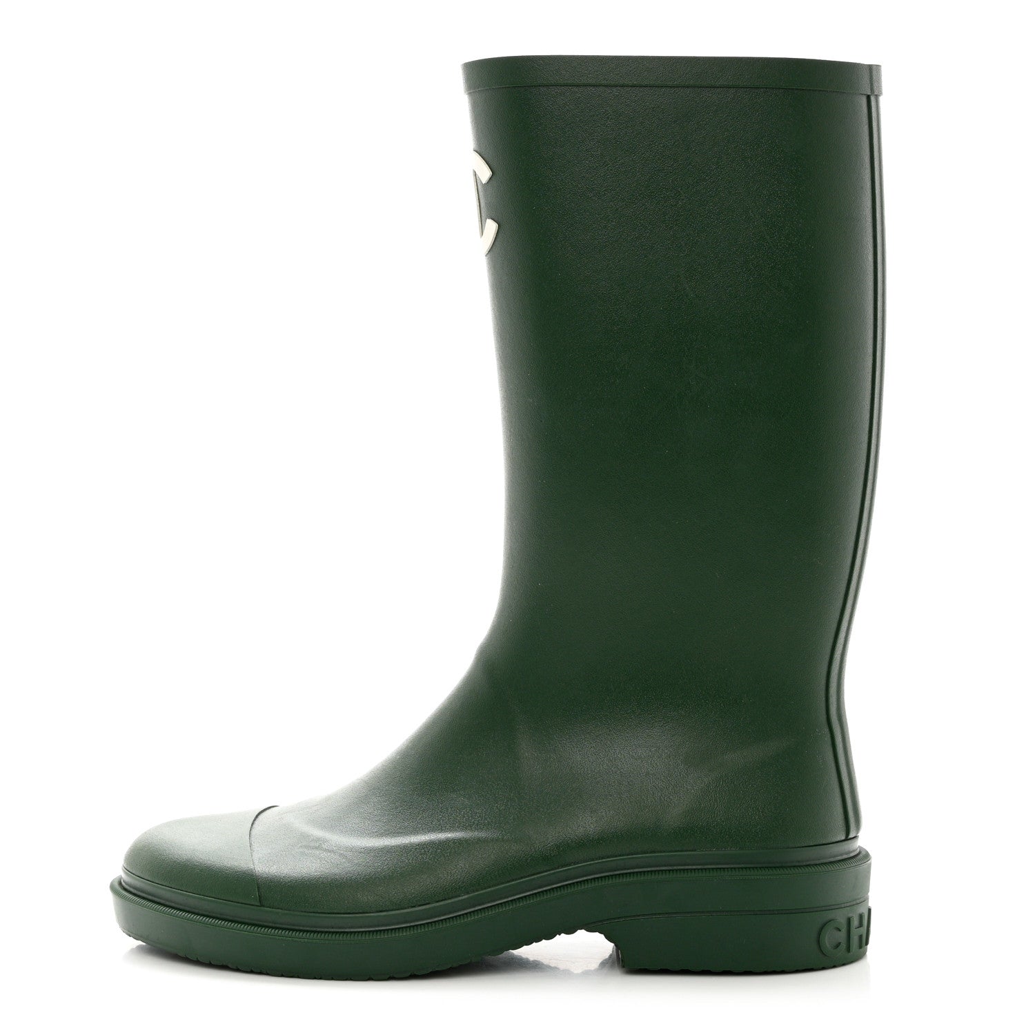 Chanel Caoutchouk CC High Boots 39 Dark Green 1 of 8