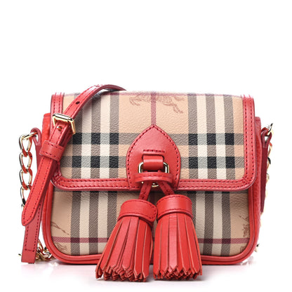 Burberry Haymarket Check Mini Tassel Crossbody Bag Red 1 of 4
