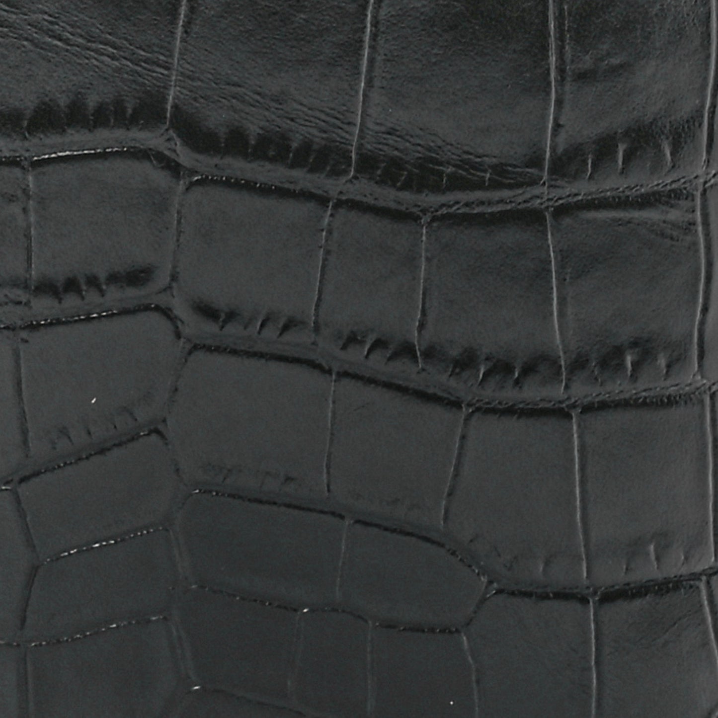 Calfskin Crocodile Embossed Paris Mini Toy Shopper Tote Black