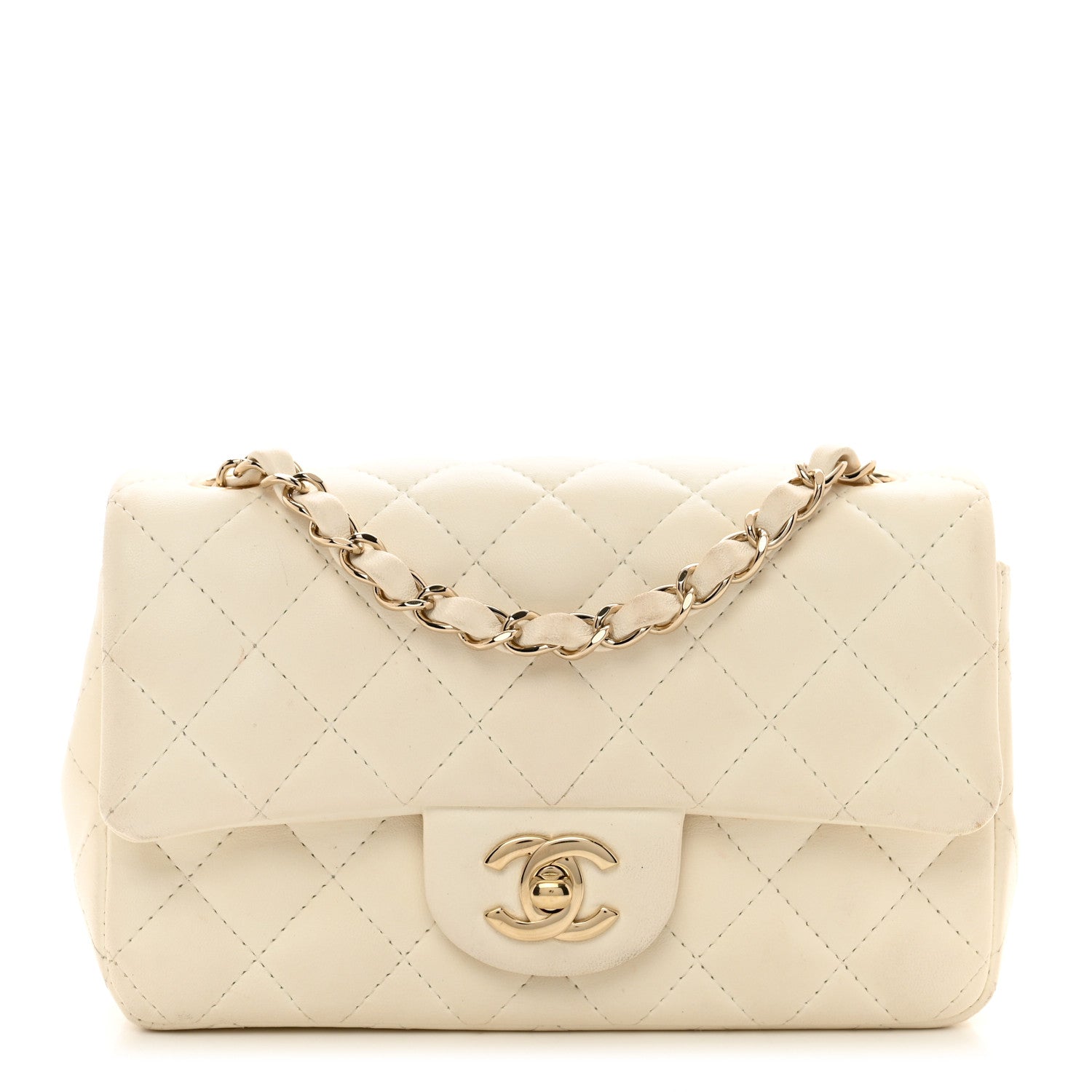 Chanel Lambskin Quilted Mini Rectangular Flap White 1 of 12
