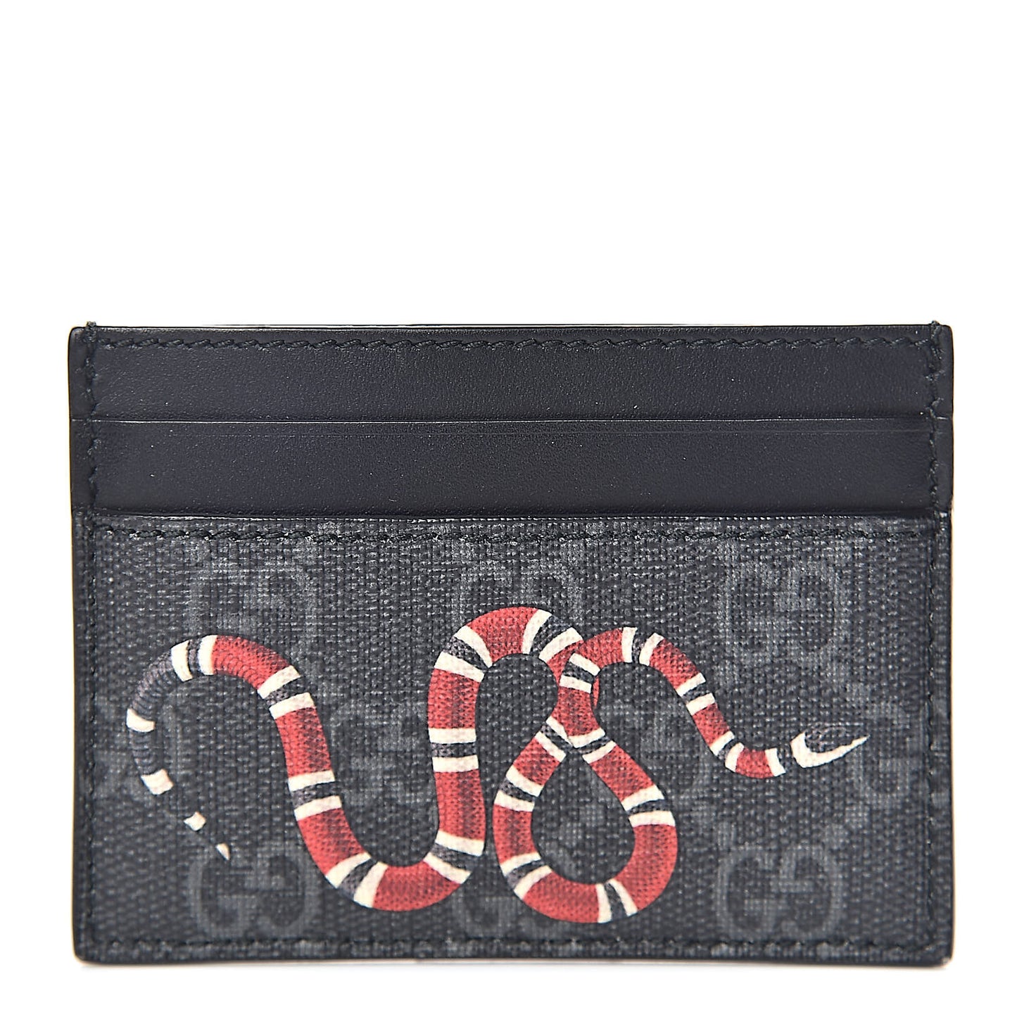 GG Supreme Monogram Kingsnake Card Holder Black Grey