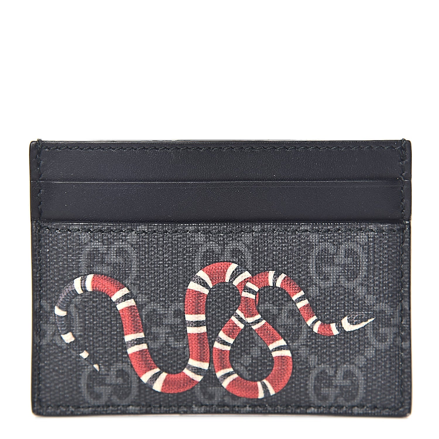 Gucci GG Supreme Monogram Kingsnake Card Holder Black Grey 1 of 7