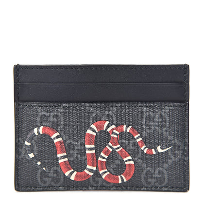 Gucci GG Supreme Monogram Kingsnake Card Holder Black Grey 1 of 7