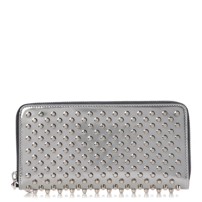 Christian Louboutin Metallic Specchio Panettone Spiked Zip Around Wallet Silver 1 of 9