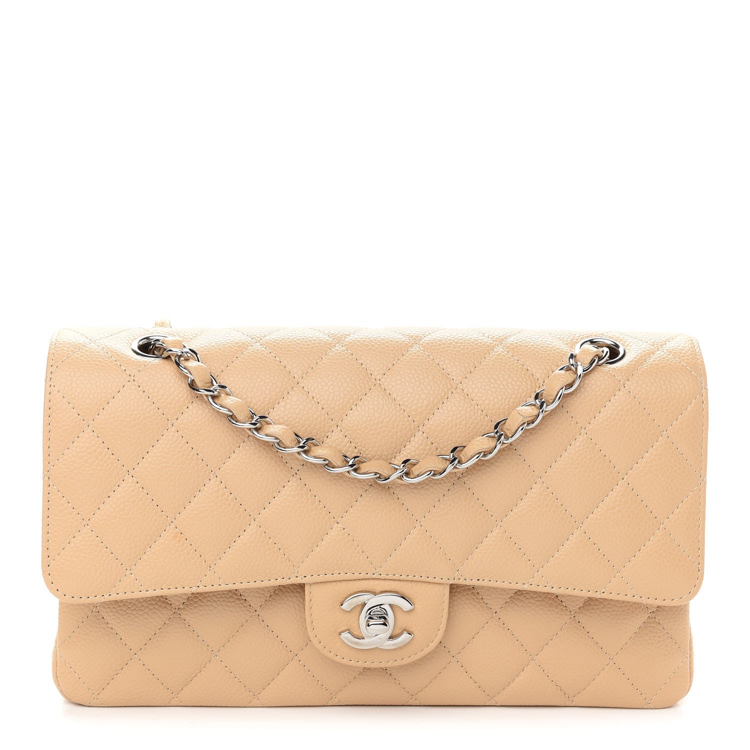 Chanel Caviar Quilted Medium Double Flap Beige 1 of 10