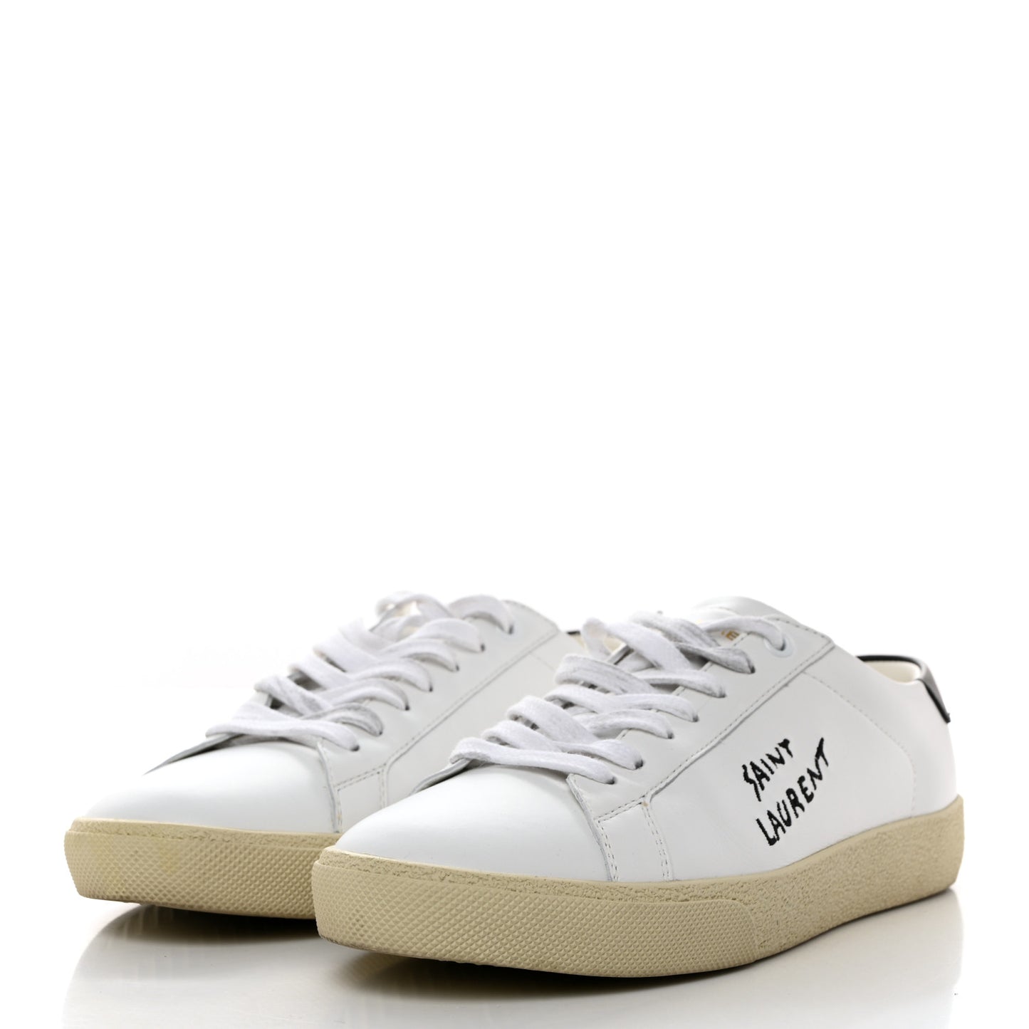Calfskin Embroidered Court Classic Sneakers 38 White Black
