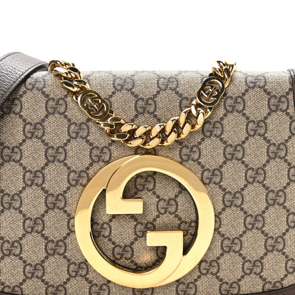 Gucci GG Supreme Monogram Textured Dollar Calfskin Blondie Chain Shoulder Flap Bag Beige Ebony New Acero 8 of 10