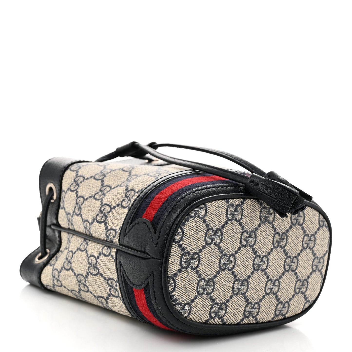 GG Supreme Monogram Web Mini Ophidia Bucket Bag Beige Blue