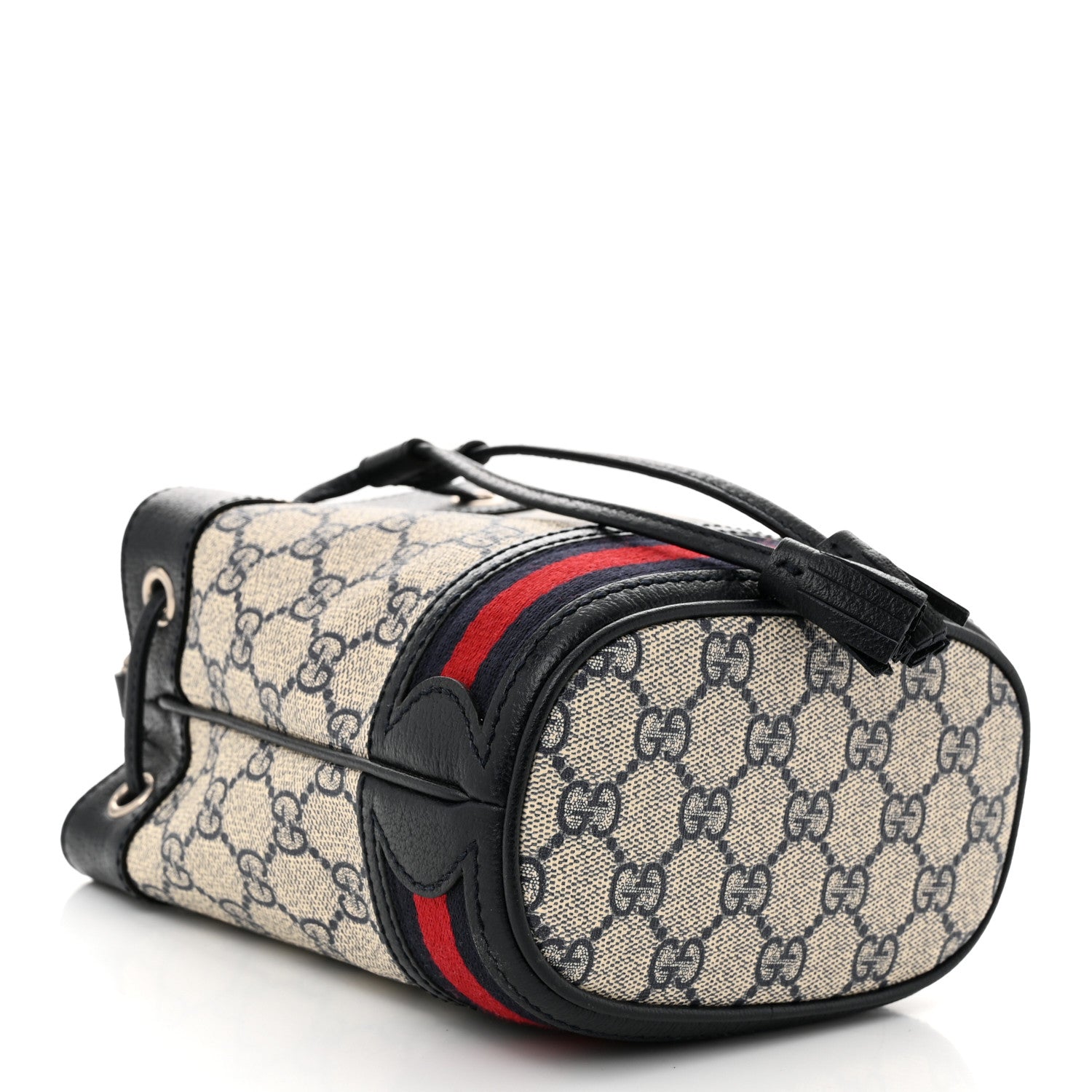 Gucci GG Supreme Monogram Web Mini Ophidia Bucket Bag Beige Blue 4 of 9