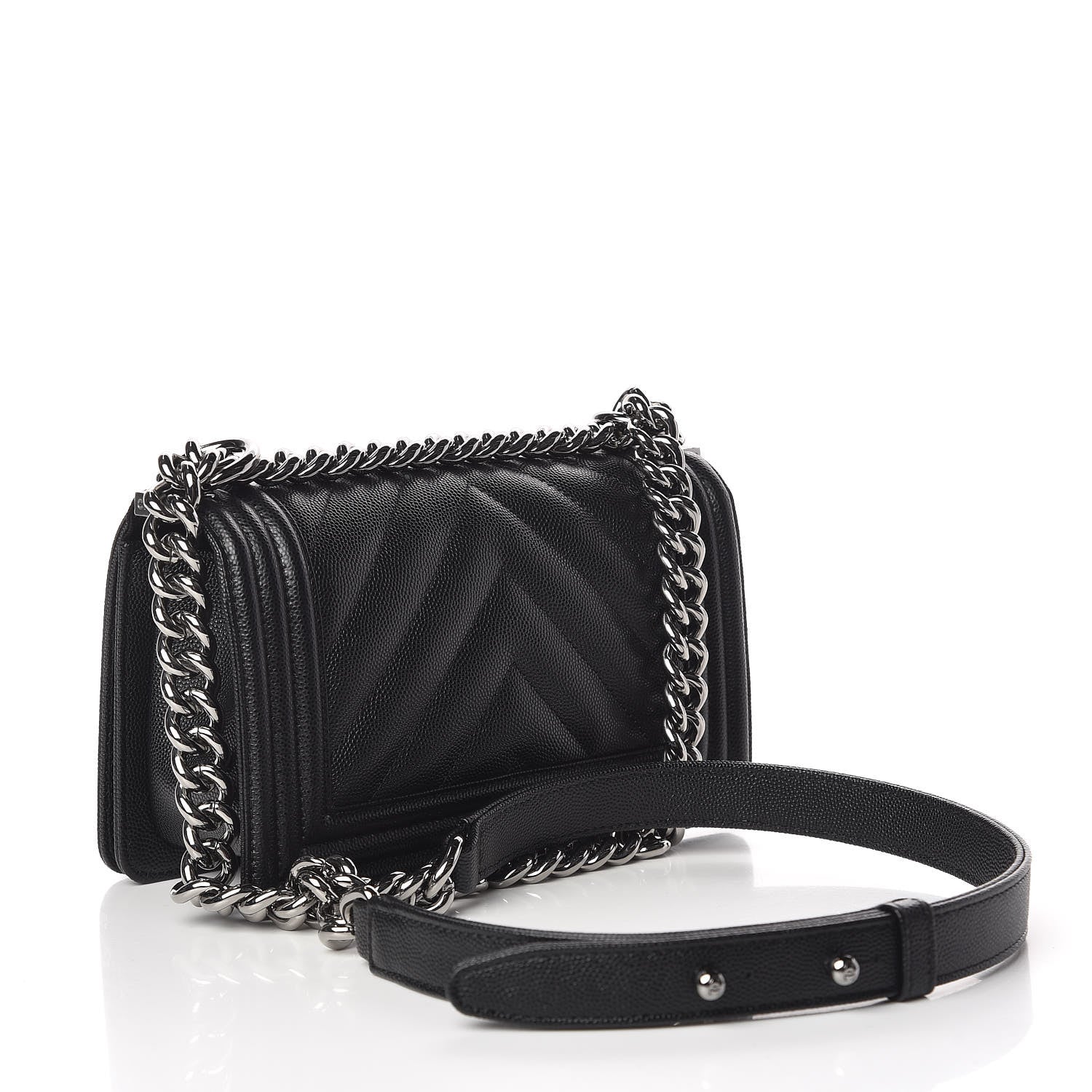 Chanel Caviar Chevron Quilted Small Boy Flap Black 3 of 11