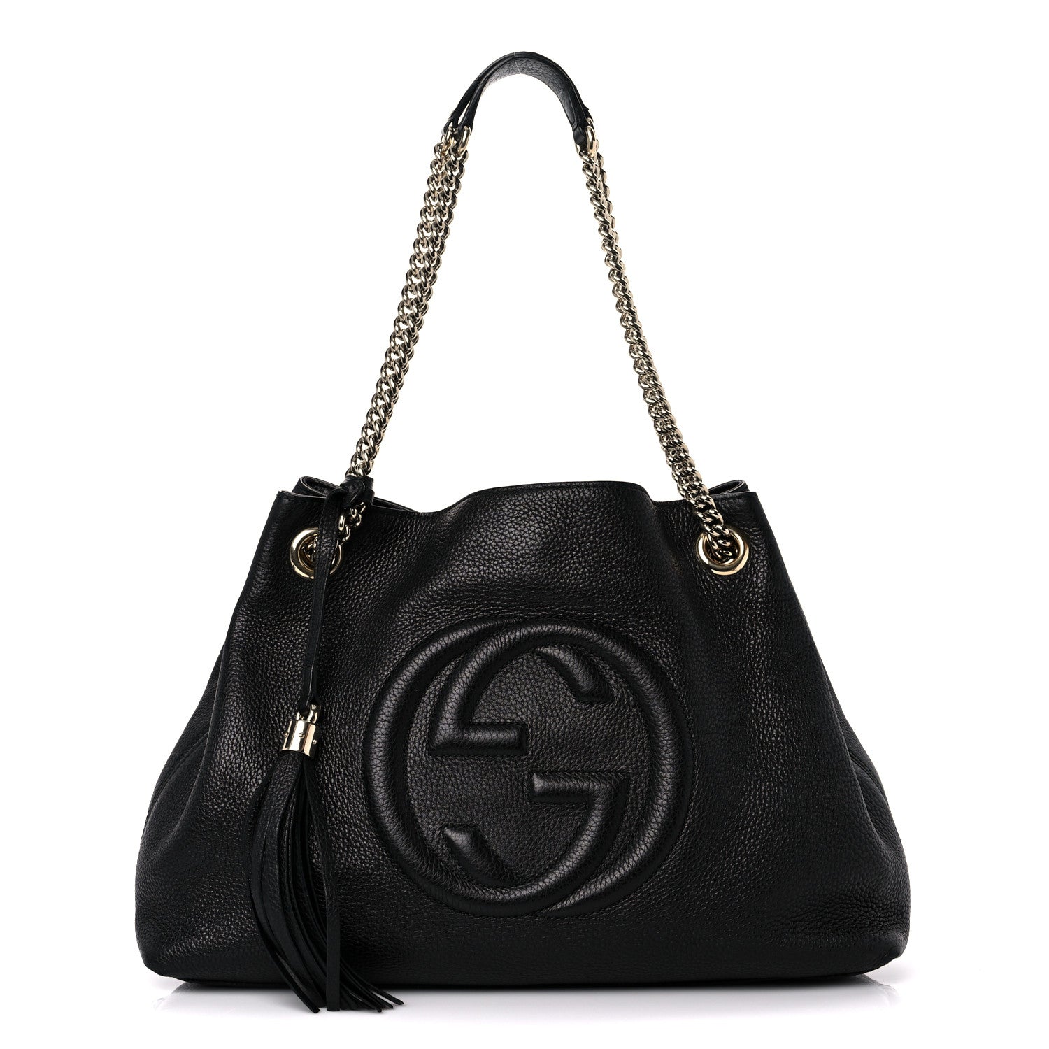 Gucci Pebbled Calfskin Medium Soho Chain Shoulder Bag Black 1 of 15
