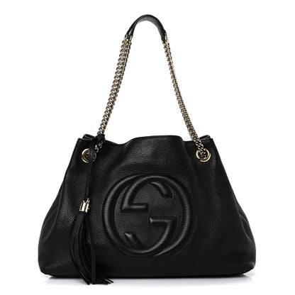 Gucci Pebbled Calfskin Medium Soho Chain Shoulder Bag Black 1 of 15