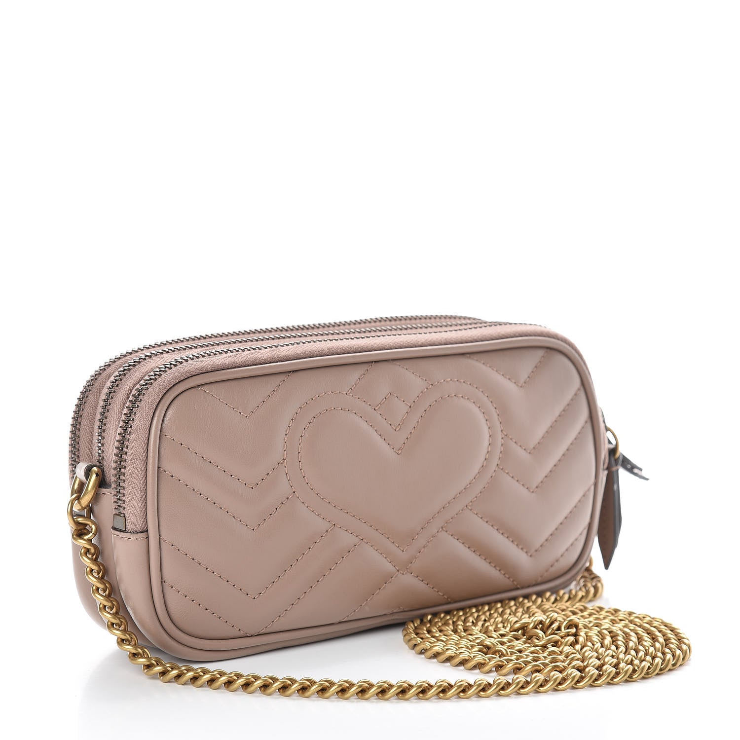 Gucci Calfskin Matelasse Mini GG Marmont Chain Crossbody Bag Porcelain Rose 3 of 12