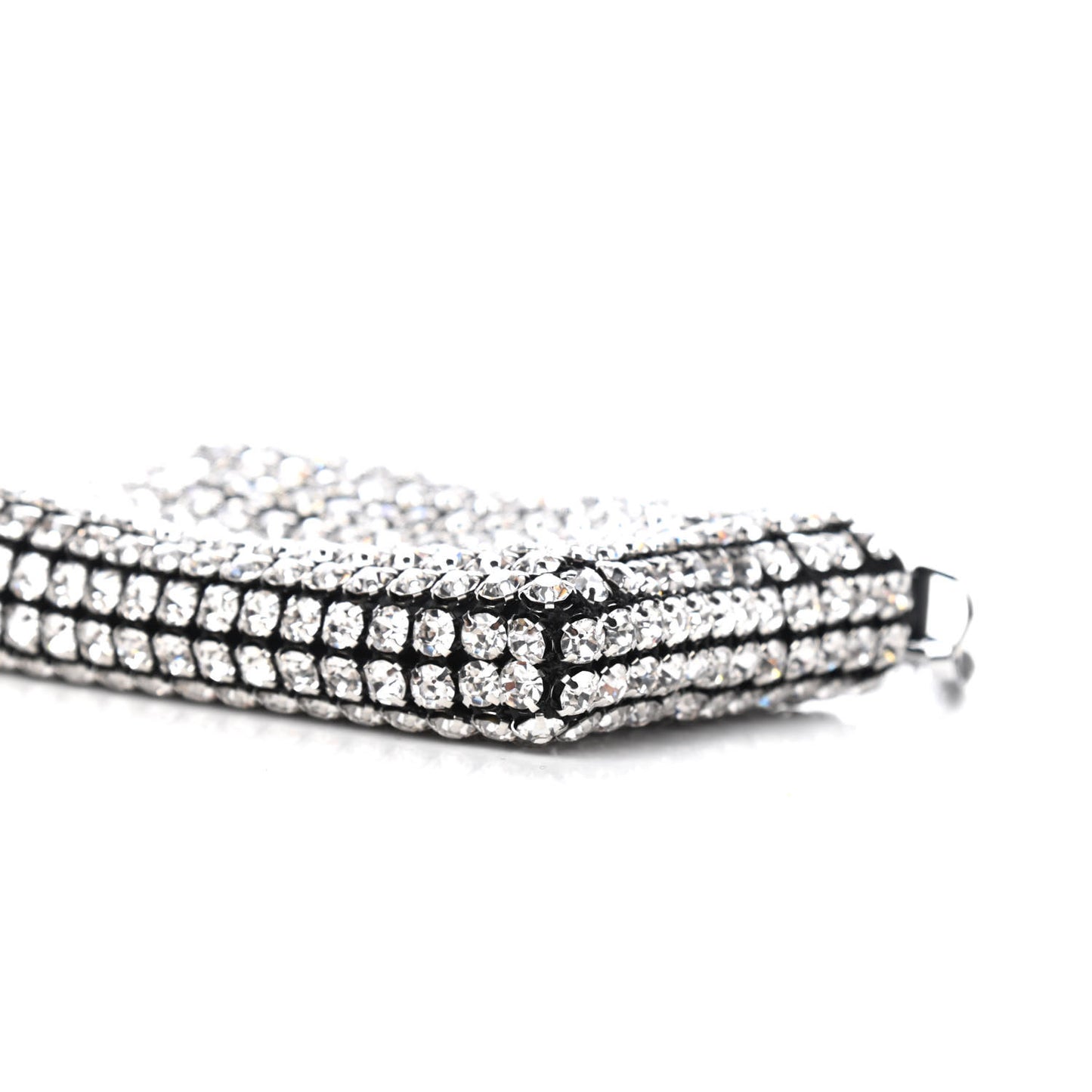 Mesh Crystal Rhinestone Nano Heiress Shoulder Bag Black Silver