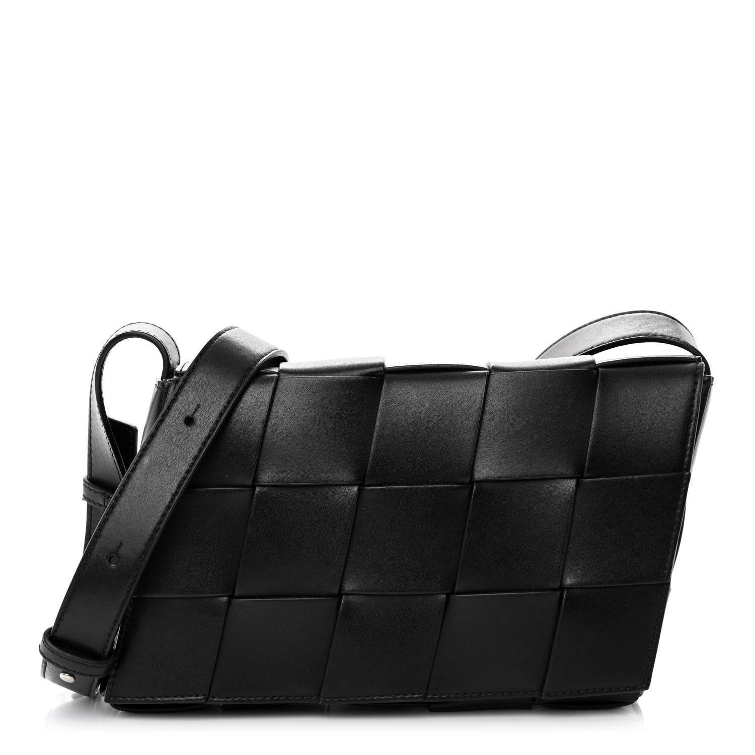 Bottega Veneta Lambskin Maxi Intrecciato Speed Cassette Crossbody Bag Black 1 of 9
