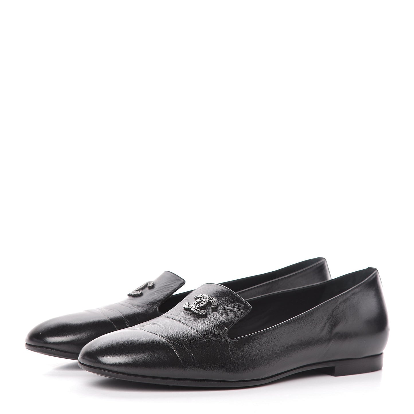 Lambskin CC Mocassin Loafers 37.5 Black