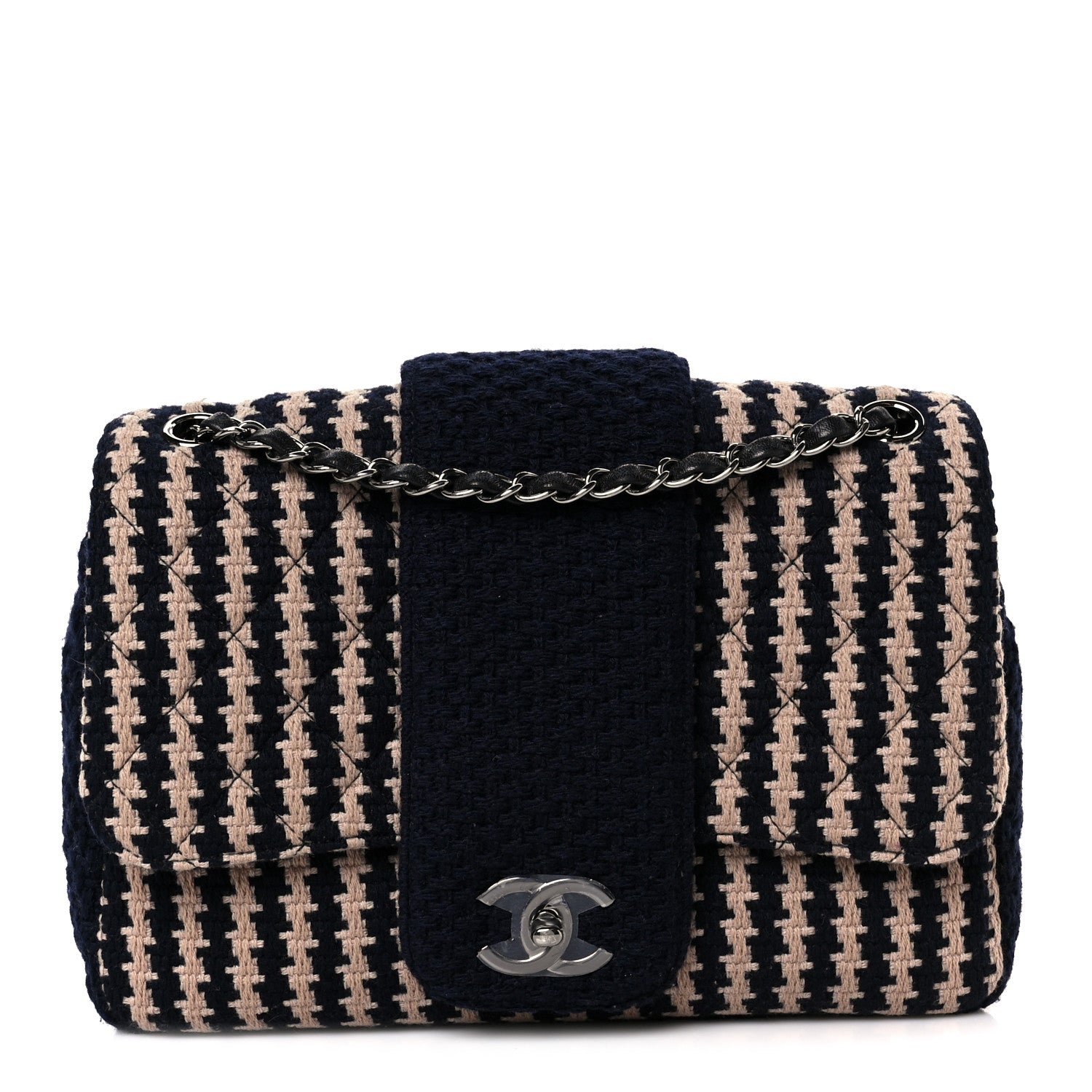 Chanel Tweed Medium Elementary Chic Flap Blue Beige 1 of 11
