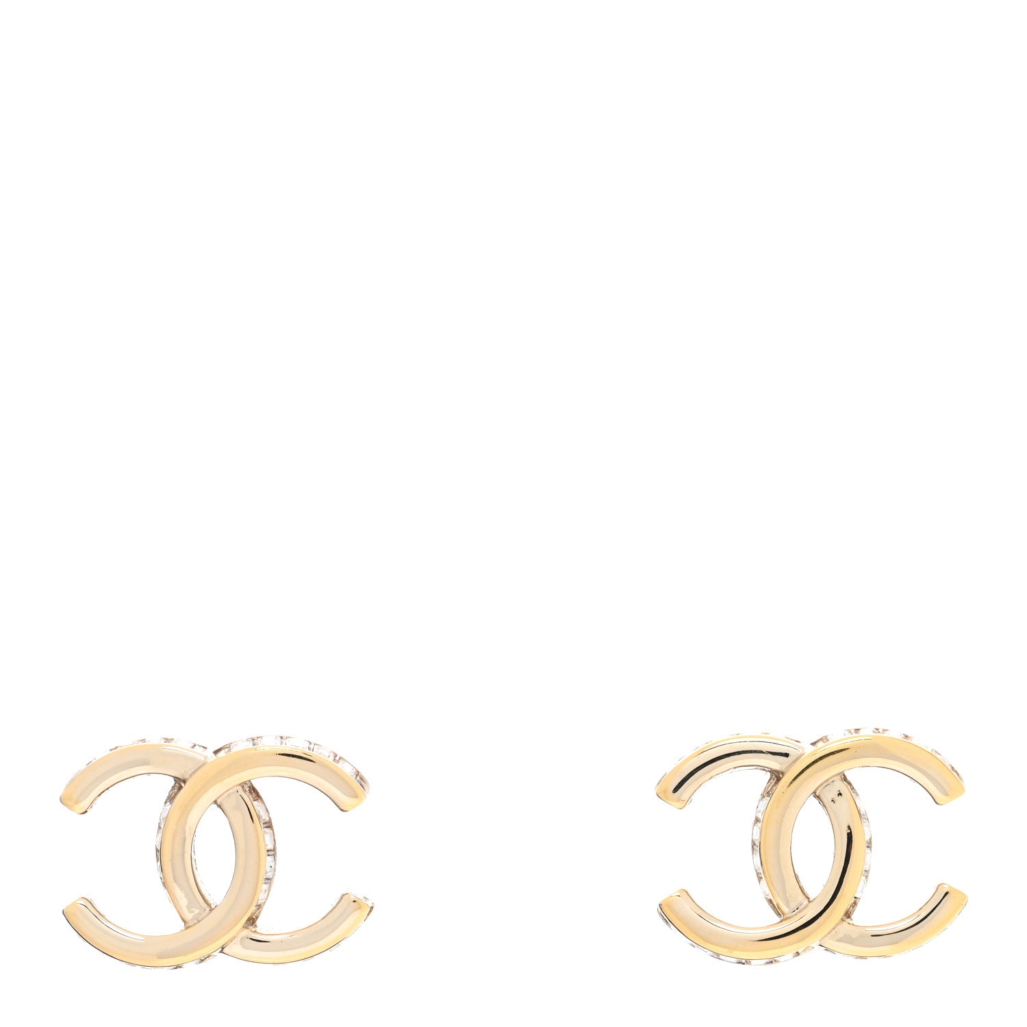 Chanel Metal Baguette Crystal CC Earrings Gold 1 of 4