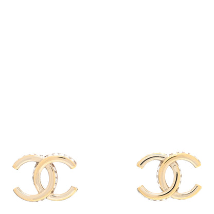Chanel Metal Baguette Crystal CC Earrings Gold 1 of 4