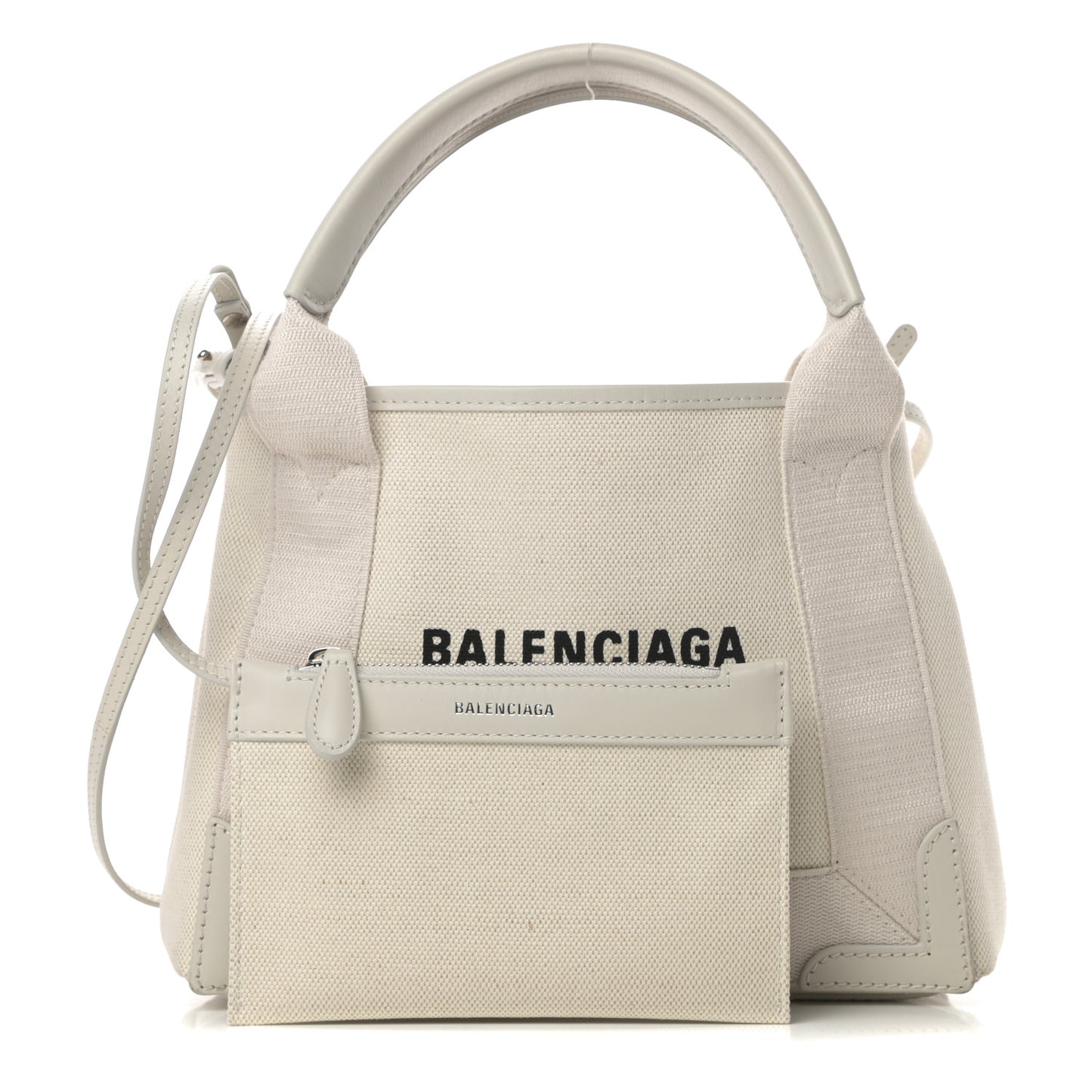 Cotton Canvas Calfskin Navy Cabas XS Natural