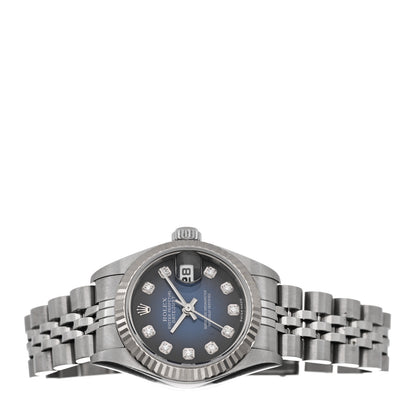 Rolex Stainless Steel 18K White Gold Diamond 26mm Oyster Perpetual Datejust Watch Blue Gradient 79174 2 of 4