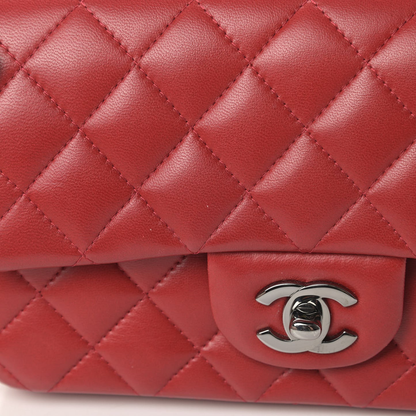 Lambskin Quilted Mini Rectangular Flap Red